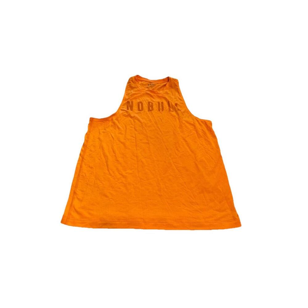 NoBull Tank Top Men Sz M Orange Gym Workout Running Lifting‎ Sleeveless H76